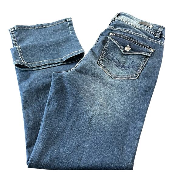 Angels Forever Young Jeans Women Sze 10 Blue Curvy Bootcut Stone Dark Wash Denim - Picture 6 of 12